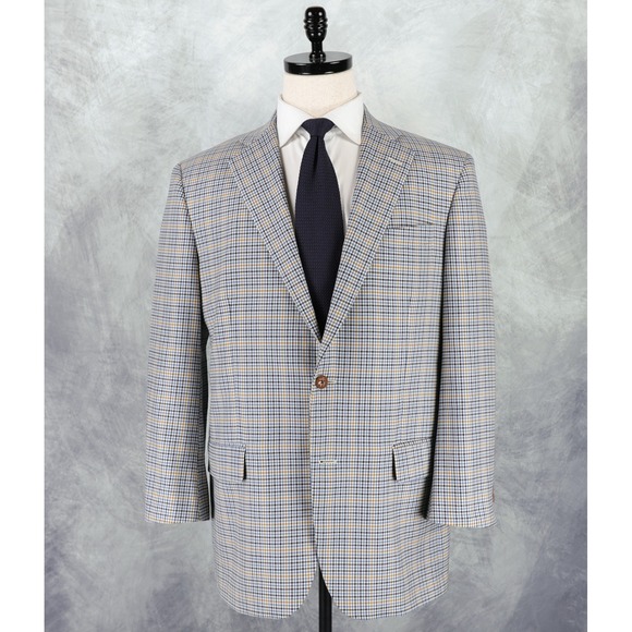 Brooks Brothers Other - Brooks Brothers SaxXon Wool Sport Coat 42R 1818 Madison Blue Orange Glen Plaid